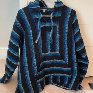 Blue, Black, & White “Drug Rug”/Baja Hoodie